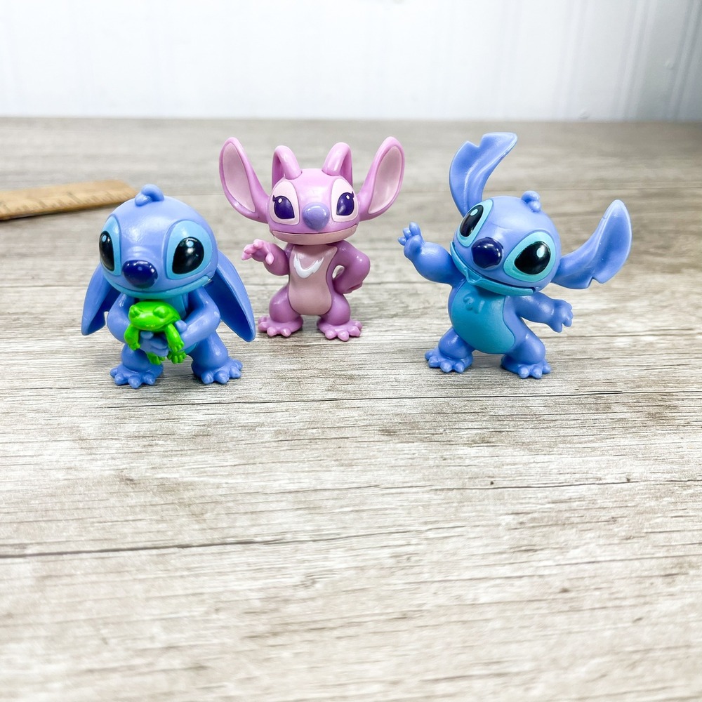 Disney Lilo & Stitch Angel Mini Figure Lot of 3 Frog Waving Cake Toppers 2 Inch
